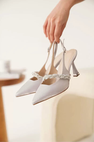 VelasBySerhat Ασημένια γυναικεία παπούτσια με τακούνι TR08MS36C