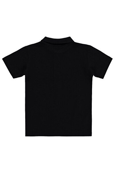 Civil Boys Palmiye Nakışlı Polo Yaka 10-13 Yaş Tişört - Siyah