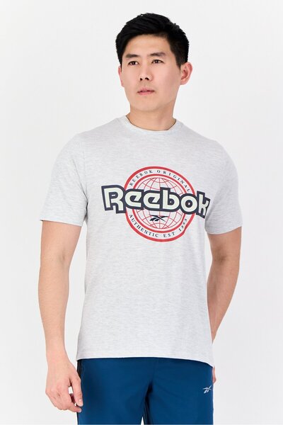 Reebok Men Sportswear Fit Short Sleeve Outdoor T-Shirt, Light Grey