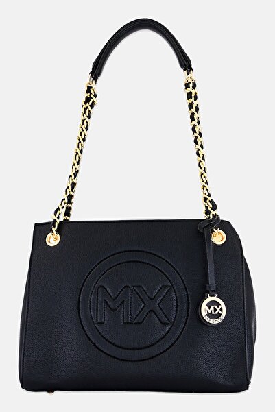 Max Studio Women Signature Emblem Pebble Grain Tote Bag, Black