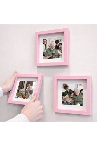 Nobbystar إطار صور مربع الشكل من POLA باللون الوردي مقاس 14x14 سم مع لوحة لاص...