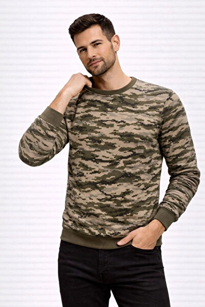 Alfanora Men's Camouflage Patterned 2 Thread 4 Season Long Sleeve Crew Neck S...