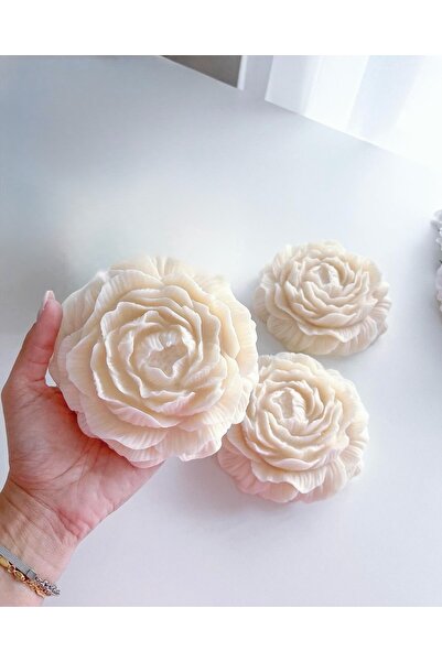 Büyük Boy Dekoratif Şakayık Mum- %100 Doğal Soya Wax (15 cm çap)