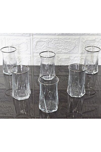 atabey home 6 Pieces Tea Cup - Zoe Real Platinum-Silver Gilding 170 ml