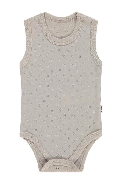 Civil Baby Jakarlı 3-36 Ay Çıtçıtlı Badi - Kahve