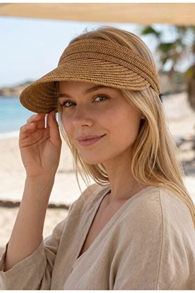 LAGRANZE Riviera Women's Sun Visor Hat Straw Look Adjustable Summer Beach Visor