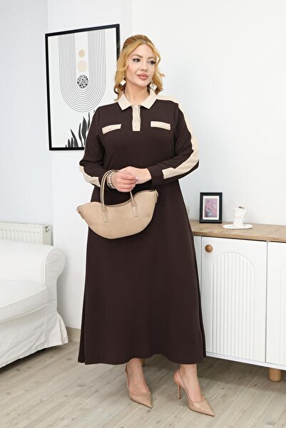 Siyezen Rochie din țesătură modal cu detaliu de buzunar decorativ, mărime mare