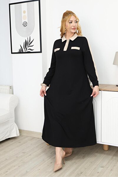 Siyezen Rochie din țesătură modal cu detaliu de buzunar decorativ, mărime mare