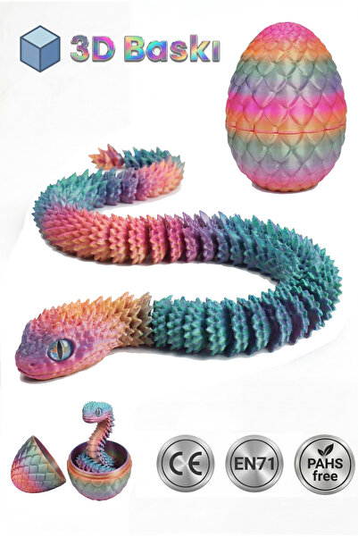 BBSKY Hareketli Kristal Yılan ve Yumurta Seti - 3D Baskı Organik Figür Oyunca...
