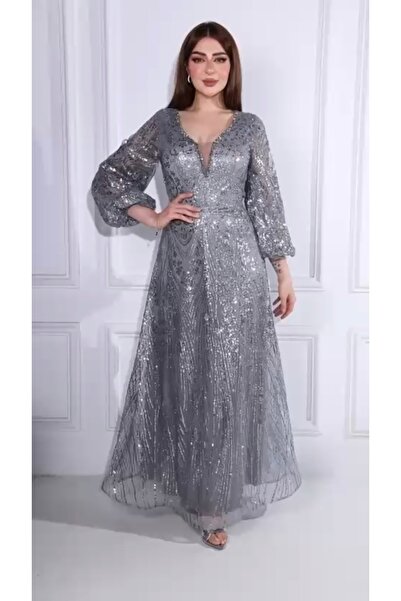 ٌRominz fashion Fully Embroidered Evening Gown with Luxurious Flounces - Fast...