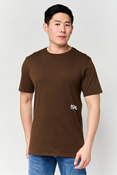 Karl Lagerfeld تي شيرت رجالي برقبة دائرية وأكمام قصيرة بشعار العلامة التجارية...