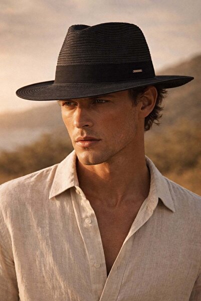 Külah Καλοκαιρινό Καπέλο από Λινό με Λουράκια σε Απαλό Απόχρωση - Midnight