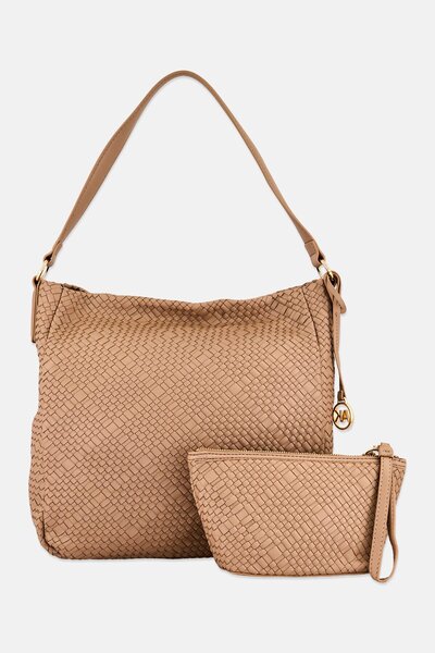 Anne Klein Women Textured Tote Bag With Pouch, Light Tan