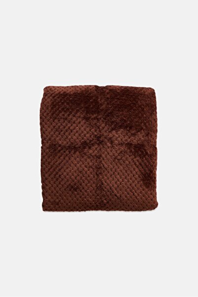 COTTON HOME Double Size Textured Blanket, Coffee Brown