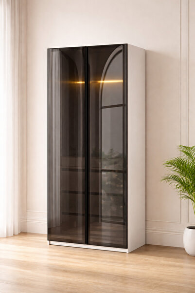 Setay Blesk Gardırop, More 2 Kapaklı Çekmeceli Dolap - Reflekte Kapaklı