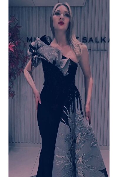 NALA FASHION فستان سهرة أسود فاخر بتصميم راقٍ ولمسة فنية