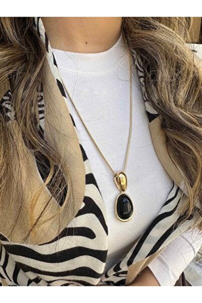 MENESSA Stone Necklace - Black