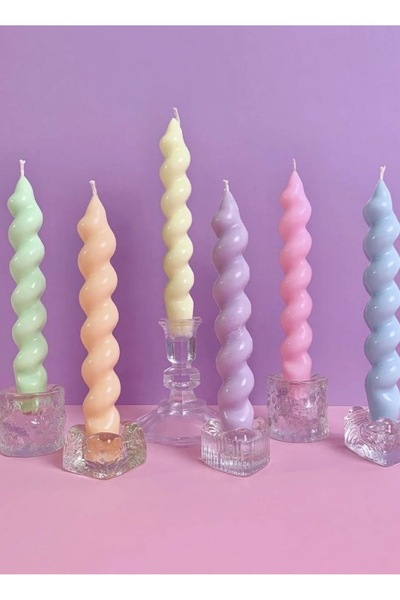 Mumbox mutluluk mum şeklinde 6 Adet Burgulu Spiral Şamdan Mum