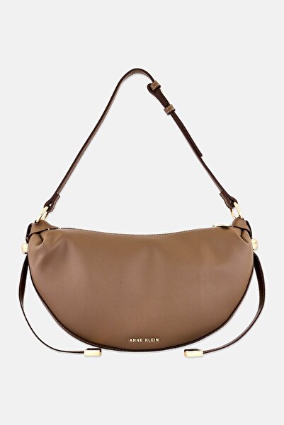 Anne Klein حقيبة كتف نسائية بشعار العلامة التجارية، لون بني فاتح