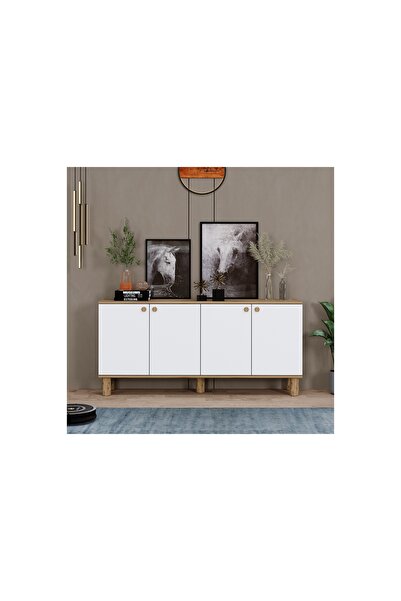 Vivense Laya Bohem Ayaklı Çok Amaçlı Dolap, Konsol, 150 Cm, Çam Beyaz