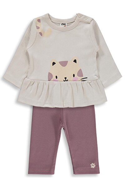 Civil Baby Kedi Yüz Baskılı 6-18 Ay Takım - Gri