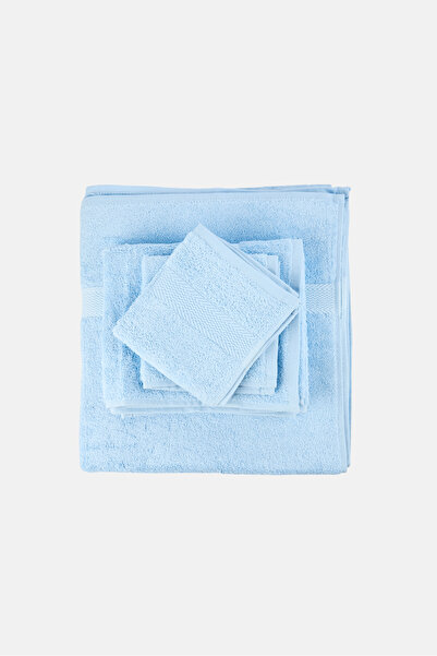 COTTON HOME 4 Pcs Textured Towel Set, Sky Blue