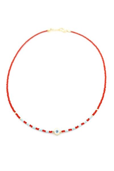 MENESSA Bead eye necklace - burgundy