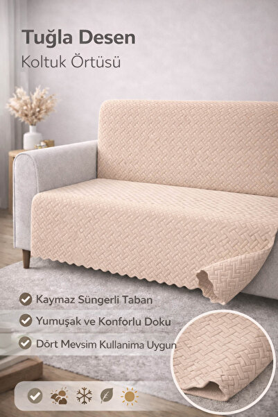 riselerhome Non-Slip Sponge Sofa Cover 160X205 Brick Patterned 4 Seasons Usef...