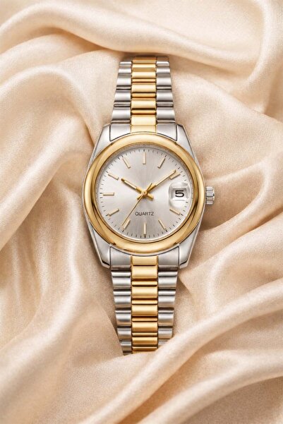 İnogge ساعة نسائية من الفولاذ بلونين وقرص دائري عتيق الطراز وعلبة مستديرة فاخ...