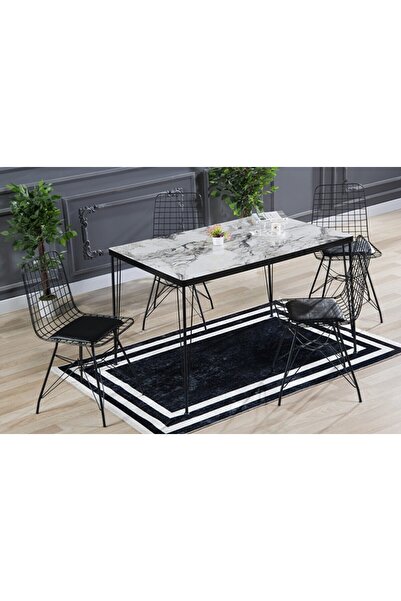 Vivense ROSE MUTFAK MASA TAKIMI, BEYAZ MERMER , 120x60