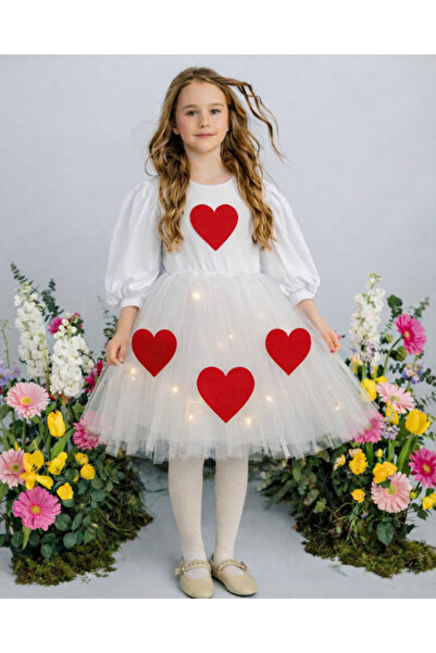 fustite cu luminite Λευκό φόρεμα με λάμπες, γεμάτο μικρές καρδιές - 5-6 ετών ...