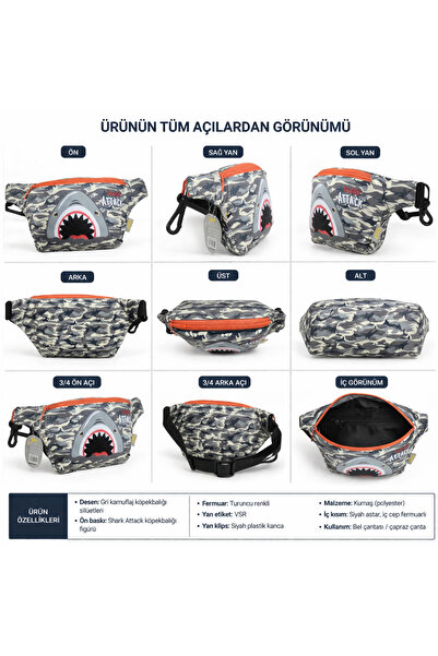 shop Köpekbalığı Desenli Çocuk Bel Çantası