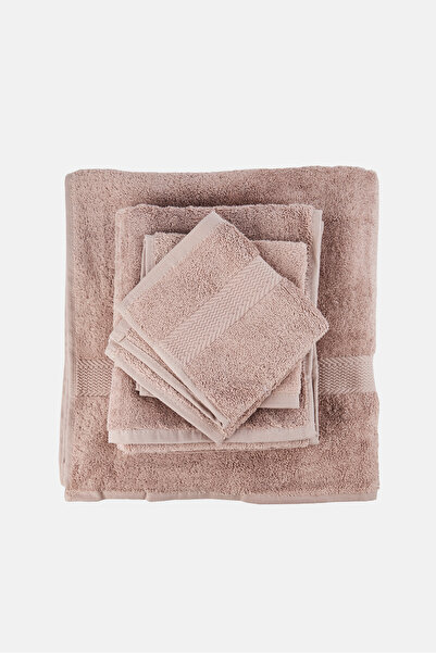 COTTON HOME 6 Pieces Textured Bath Towel Set, Taupe
