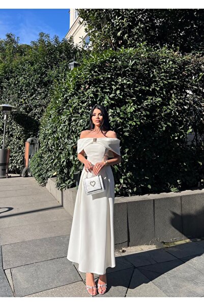 MBK Fashion Düşük Omuz Şık Uzun Abiye Elbise