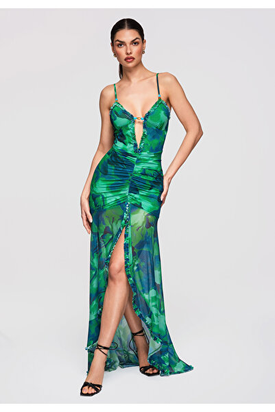 Larica OMBRE Dámske Maxi Šaty elegantné LA-OM-DLR314 Zelená