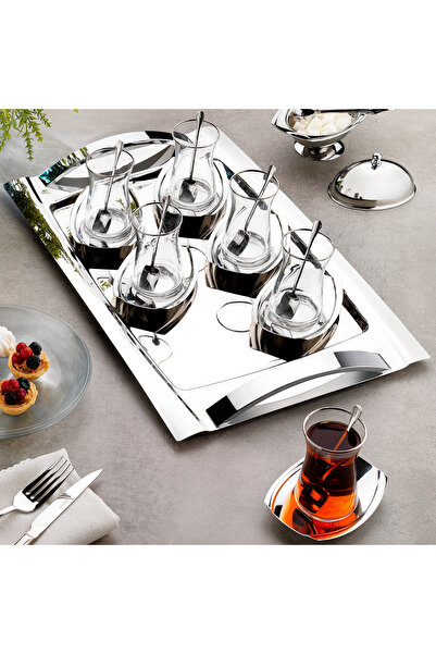 Schafer Allure Çelik Çay Seti 40 Parça-Gümüş