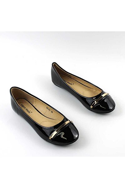mm Balerini usori de dama , cu detaliu auriu 99192-BLACK