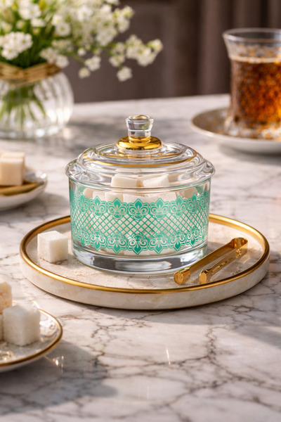 Dania Luxury Glassware with Golden Turquoise Engraving – Modern Elegance with...