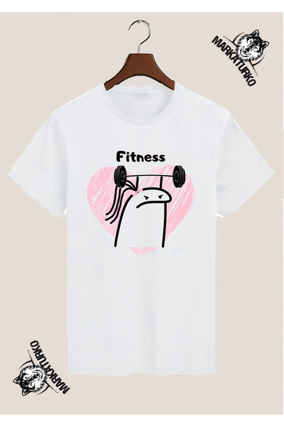 MarkaTurko Fitness Special Design Printed White T-Shirt
