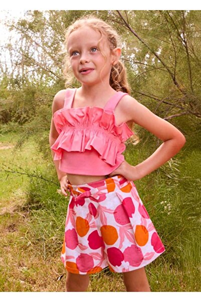 MAYORAL تنورة شورت بناتي من عمر 4 إلى 8 سنوات باللون الوردي