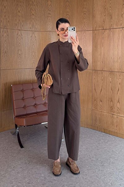 HAZELANNA Καφέ Διπλό Σετ Κοστουμιών με Διπλό Στήθος