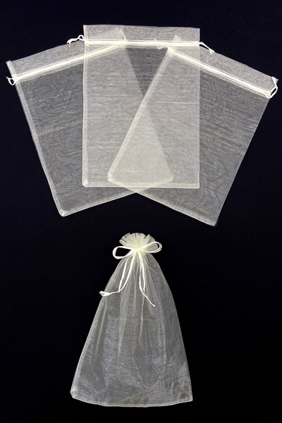 ZEYMERADE Cream Transparent Tulle Pouch, 50 Pieces Size 24X34Cm, Bridal Towel...