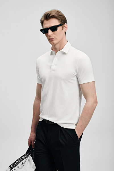 Lufian Tricou polo Jaxon Smart pentru bărbați, alb