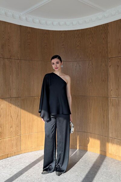 HAZELANNA Set din două piese din satin negru