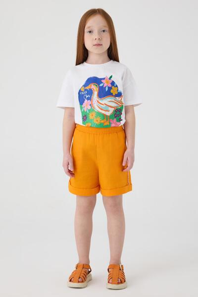 Tyess BG Store Παιδικό Πορτοκαλί Σορτς για Κορίτσια