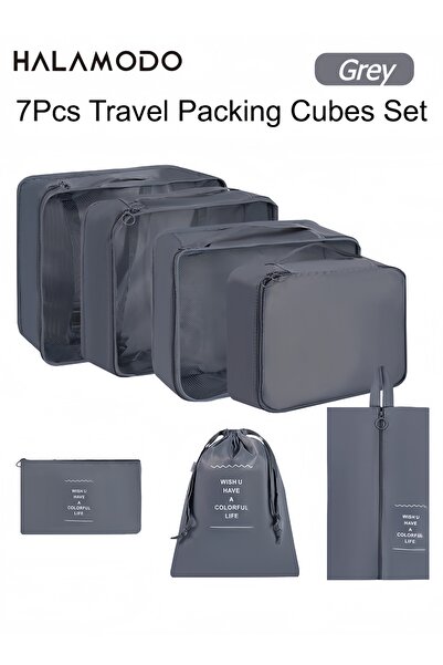 HALAMODO مجموعة من 7 قطع من حقائب تنظيم الأمتعة للسفر، حقائب تخزين متعددة الأ...
