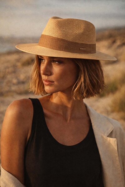 Külah Coastal Shade Drawstring Panama Hat — Natural Straw Summer Hat with Lin...
