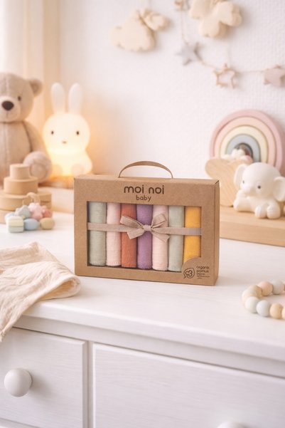 Moi Noi Muslin 7-Pack Mouth Wipes 100% Organic Cotton