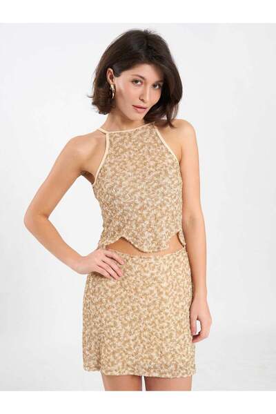 Coral Sequined Blouse 071902 Beige