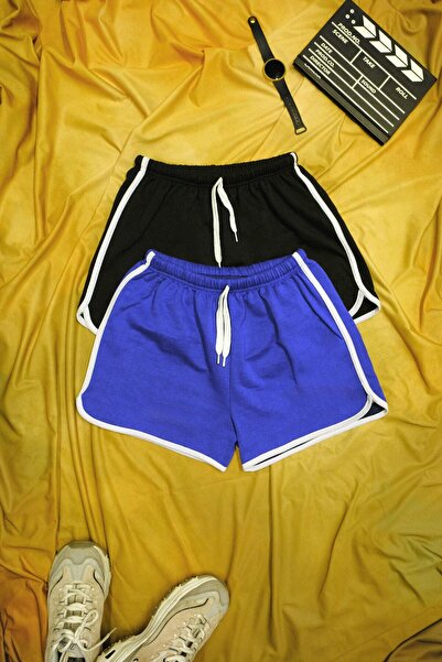 Gollinger Μίνι σορτς με χτενισμένο βαμβακερό σχίσιμο με κορδόνι σε μαύρο μπλε...